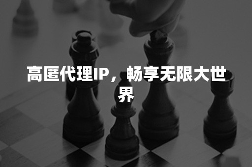 高匿代理IP，畅享无限大世界