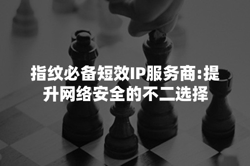 指纹必备短效IP服务商:提升网络安全的不二选择