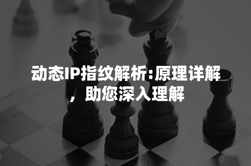 动态IP指纹解析:原理详解，助您深入理解