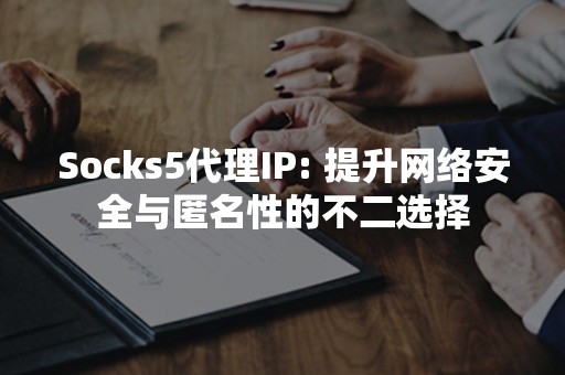 Socks5代理IP: 提升网络安全与匿名性的不二选择