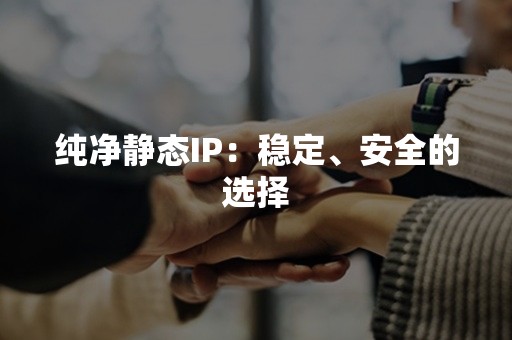 纯净静态IP：稳定、安全的选择