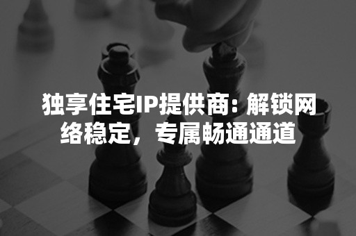 独享住宅IP提供商: 解锁网络稳定，专属畅通通道