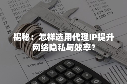 揭秘：怎样选用代理IP提升网络隐私与效率？