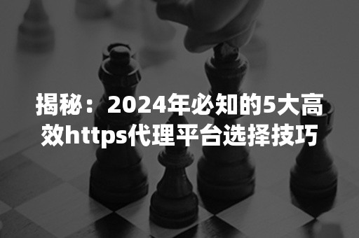 揭秘：2024年必知的5大高效https代理平台选择技巧！