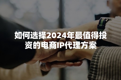 如何选择2024年最值得投资的电商IP代理方案