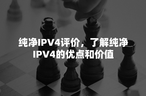 纯净IPV4评价，了解纯净IPV4的优点和价值