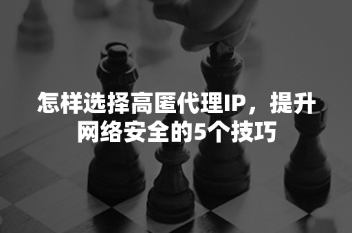 怎样选择高匿代理IP，提升网络安全的5个技巧