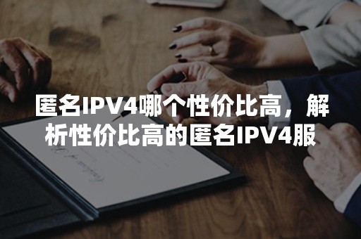 匿名IPV4哪个性价比高，解析性价比高的匿名IPV4服务