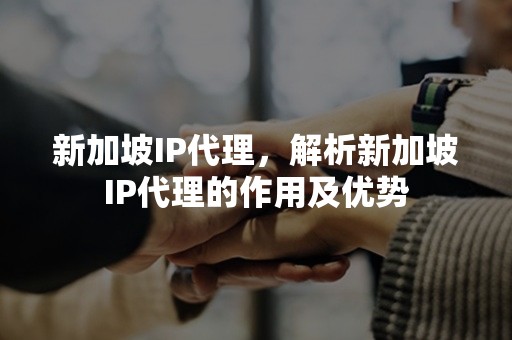 新加坡IP代理，解析新加坡IP代理的作用及优势